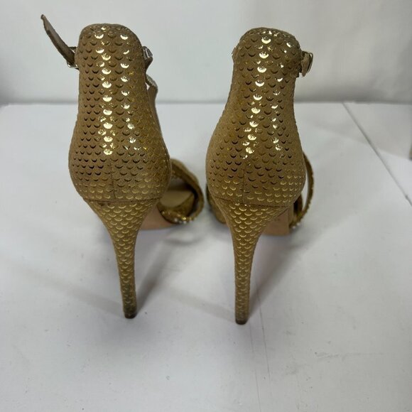 Marciano Stiletto Heels Metallic Gold Crystal Embellishments Size 9M - Picture 6 of 9